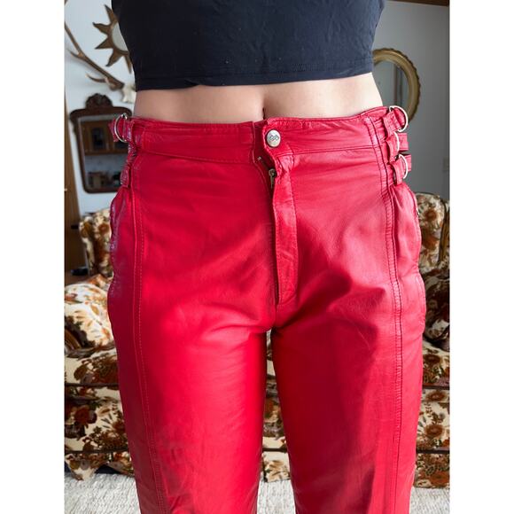 Vintage J. Park Collection Red Genuine Leather Pants - Picture 7 of 10